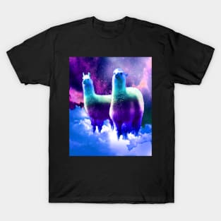 Crazy Funny Rainbow Llama In Space T-Shirt